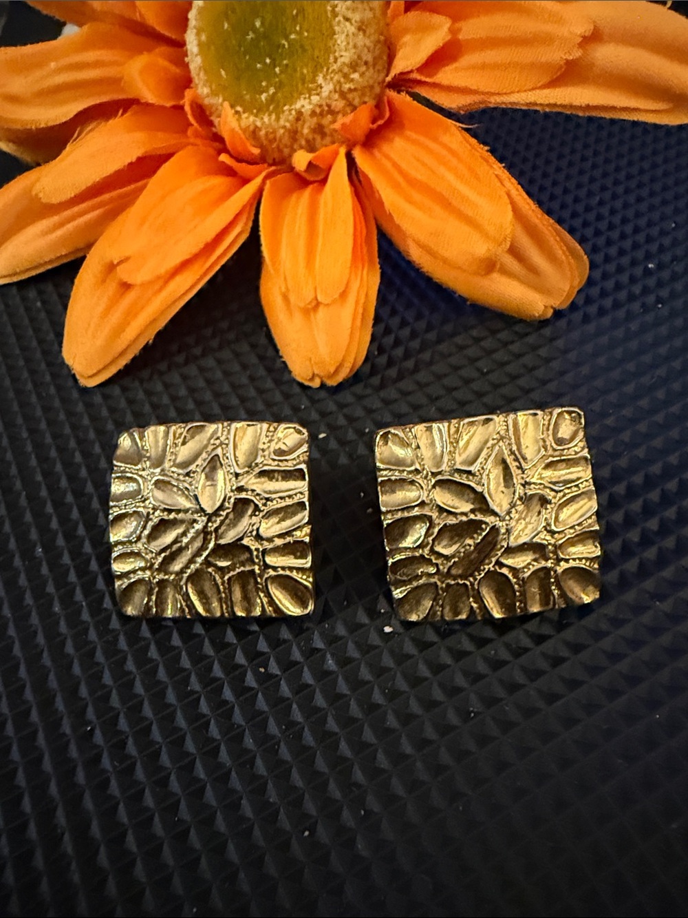 Gold-Tone Square Clip-On Earrings - Women Jewelry